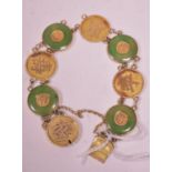 Chinese jade and gold bracelet