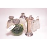 Silver mounted dressing table bottles and a vase