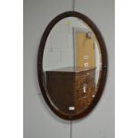 Edwardian mahogany framed bevelled mirror.