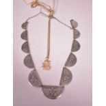 Chinese gold pendant and chain and silver necklace