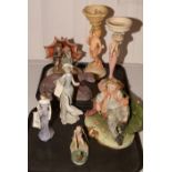 Mixed figurines by Lladro, Royal Doulton, and Capodimonte