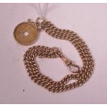 A gold albert chain bracelet with Chinese pendant