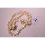 Cultured pearl necklace and earrings