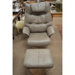 A 20th Century Zedere leather recliner and stool