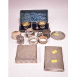 Persian box, cigarette case and pin dish; and other items