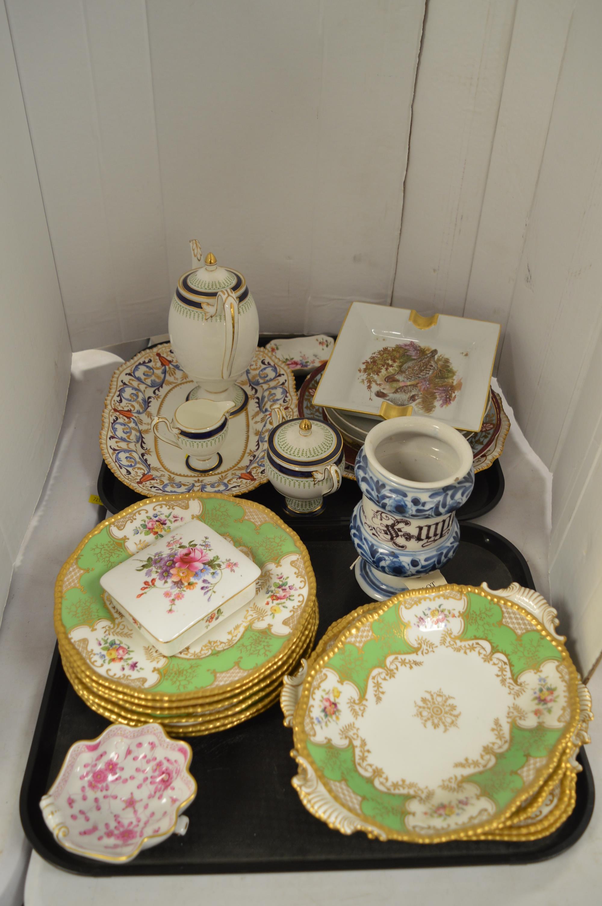 Mixed ceramics including Coalport, Wedgwood Maiolica and Limoges