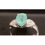 Paraiba tourmaline and diamond ring