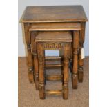 20th Century oak nest of three tables