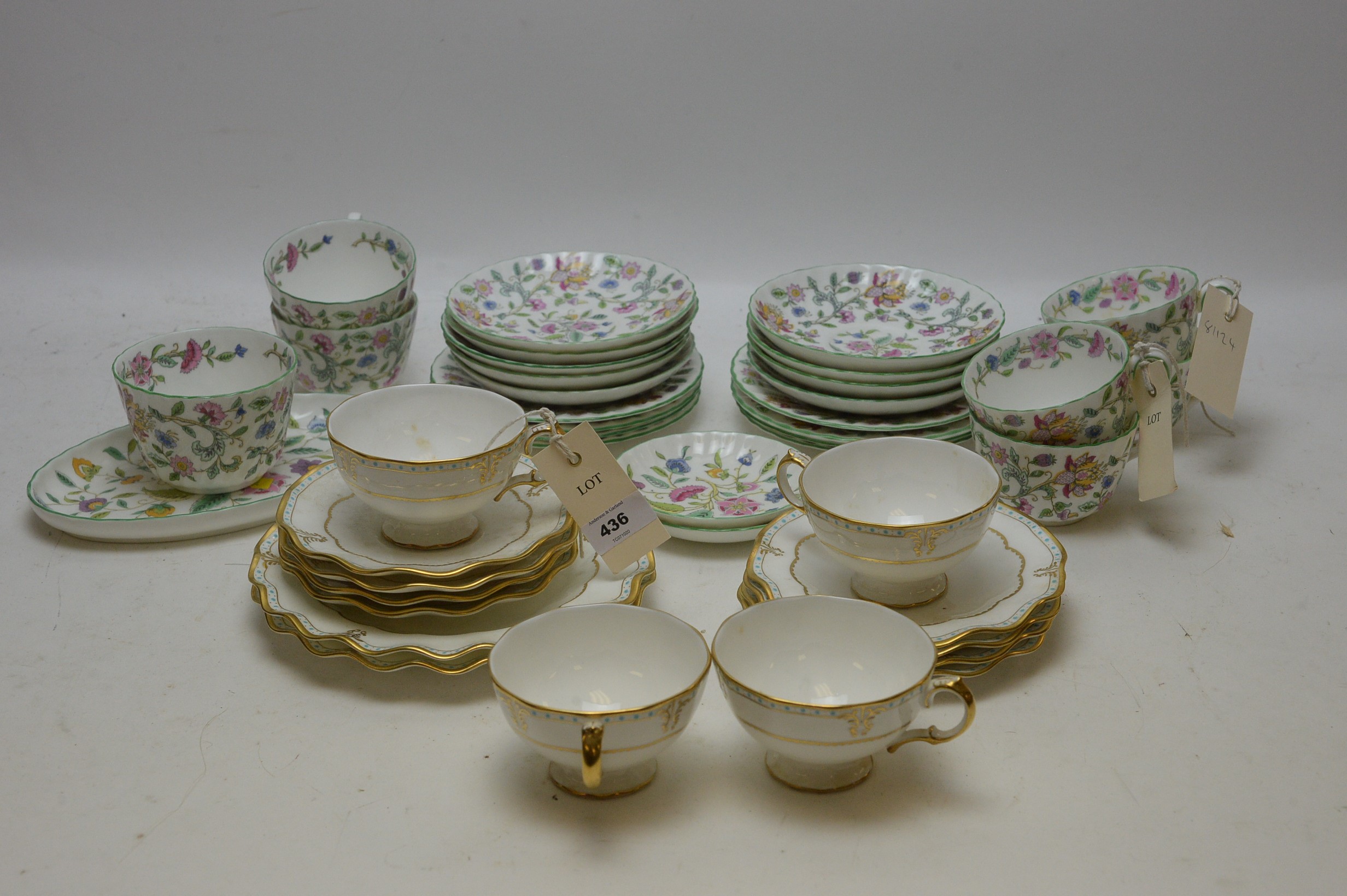 Two tea sets by Crown Derby and Haddon Hall