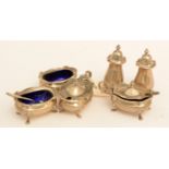 Six piece silver condiment set