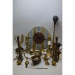 Mixed household items includiong brass and silver plate