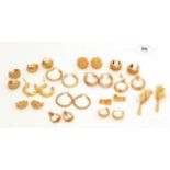 A large selection of 9ct gold earrings