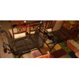 Pair of 20th Century wrought iron Savonarola type chairs