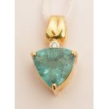 Apatite and diamond pendant