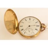 Yellow metal cased hunter pocket watch