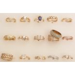 A large selection of 14ct gold rings