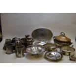 Pewter and silver plated items.