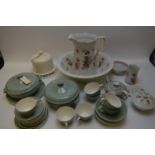 Poole Celadon tea ware, Ditto cheese bell, Burleigh wash set, etc