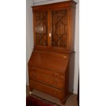 20th Century mahogany bureau bookcase