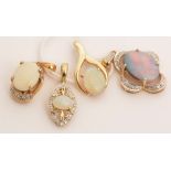 Four opal pendants