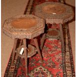 Near pair of Burmese hardwood tables