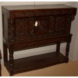 Victorian oak carved court cupboard