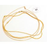 Four 9ct yellow gold necklaces