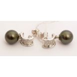 Black pearl and diamond earrings