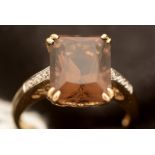 A quartz and diamond ring