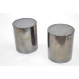 Pair of circular pottery side tables supplied for an early project by Fiona Barratt Interiors.