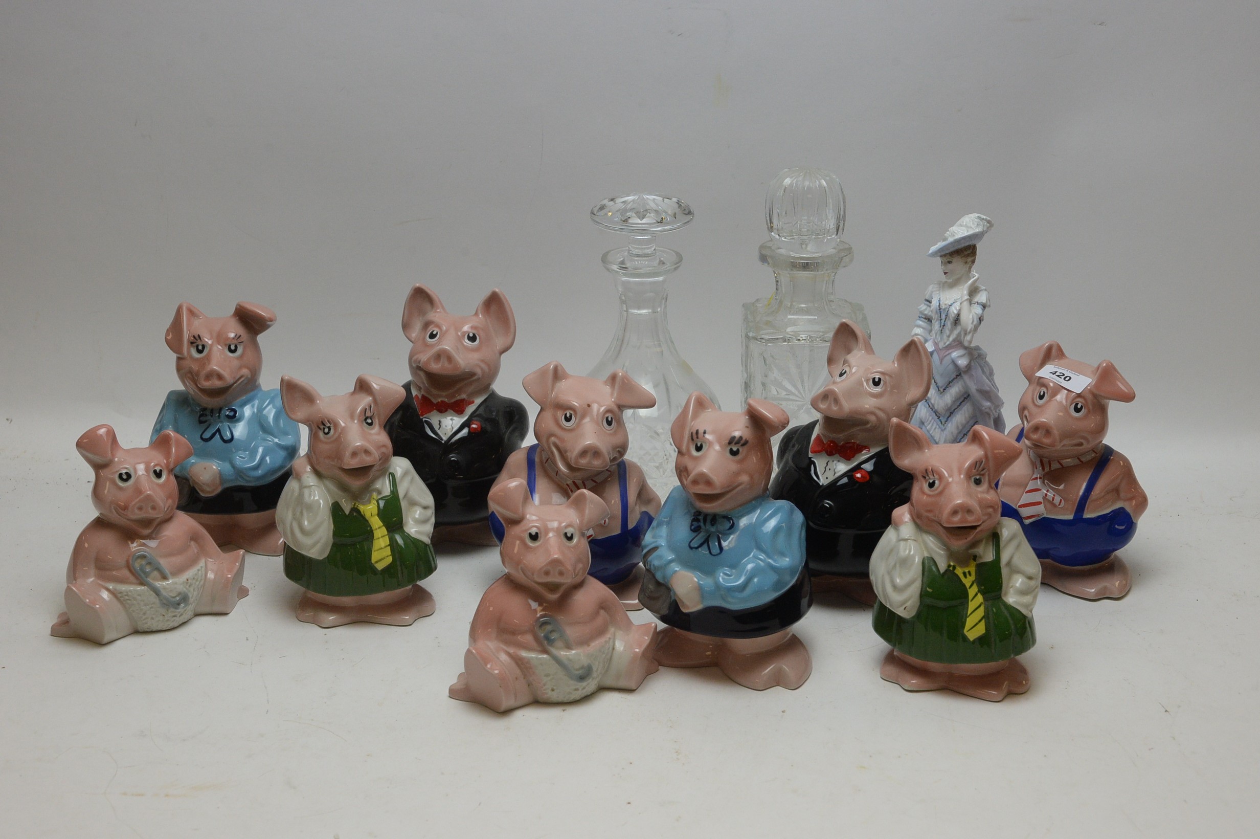 Nat West piggy banks, decanters, figurine