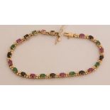 A sapphire, emerald and ruby bracelet