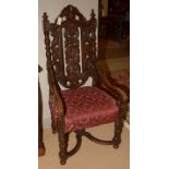 Victorian oak carved high back armchair