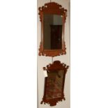 Two Georgian style mahogany fret carved mirrors