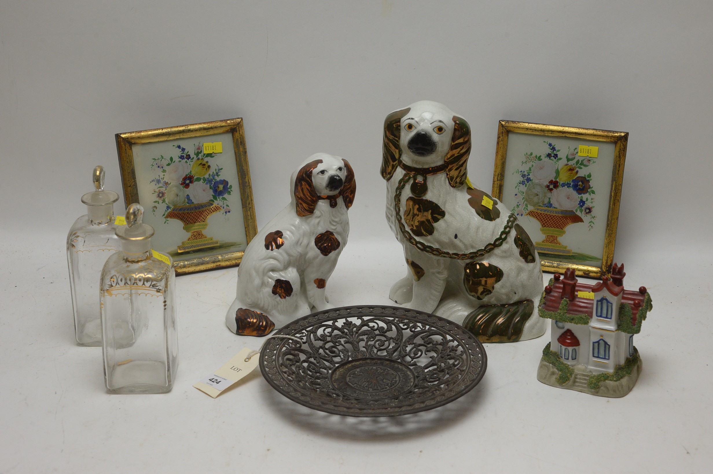 Mixed items including staffordshire dogs