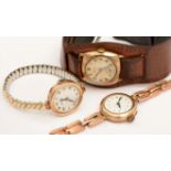 Three 9ct gold cased watches