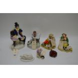 Assorted Staffordshire and other figure ornaments.