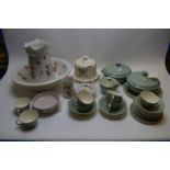 Poole Celadon tea ware, Ditto cheese bell, Burleigh wash set, etc