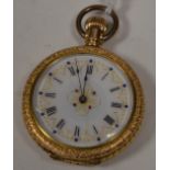 Gilt metal cased Waltham fob watch