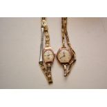 Two 9ct gold cased cocktail watches