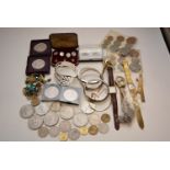 Costume jewellery and coins