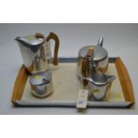 Picquot ware five-piece tea service.