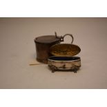 Silver mustard pot and jewellery box