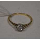 A solitaire diamond ring