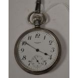 Silver cased open faced pocket watch by Waltham