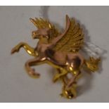 9ct yellow gold Pegasus brooch