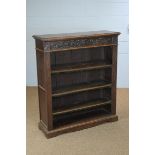 Victorian oak open bookcase.