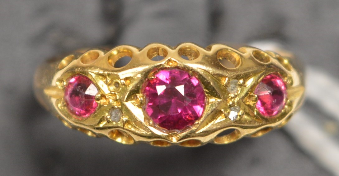 A ruby and diamond ring