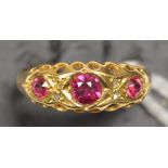 A ruby and diamond ring