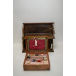 Pair of Gothic book racks; and an inlaid satinwood box.